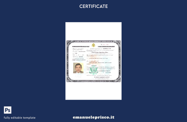 modello di certificato di naturalizzazione USA in stile verificato